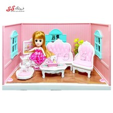 خانه عروسک باربی کوچک با وسایل اتاق پذیرایی VC030C