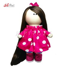 عروسک روسی دختر دست دوز صورتی خال درشت کی کی 15 KIKI DOLLS