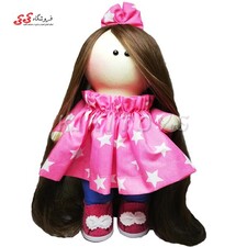 عروسک روسی دختر دست دوز پاپیون صورتی کی کی 13 KIKI DOLLS