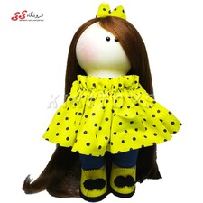 عروسک روسی دختر دست دوز زرد خال مشکی کی کی 11 KIKI DOLLS