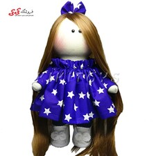 عروسک روسی دختر دست دوز آبی ستاره ای کی کی 10 KIKI DOLLS