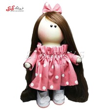 عروسک روسی دختر دست دوز صورتی خال سفید کی کی 9 KIKI DOLLS