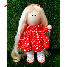 عروسک روسی دختر لباس قرمز قلبی دست دوز کی کی 1 KIKI DOLLS