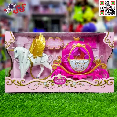 اسباب بازی کالسکه موزیکال صورتی با اسب DREAM 2222