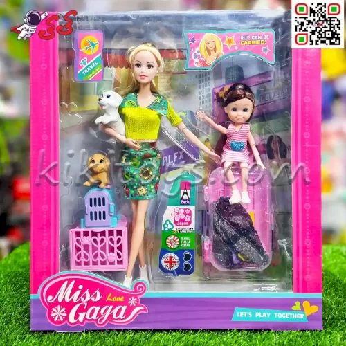 اسباب بازی عروسک باربی مفصلی با بچه و چمدان Barbi 51804