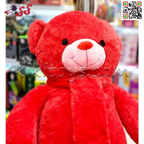 عروسک خرس قرمز ولنتاین متوسط 130 سانتی | فروشگاه کی کی