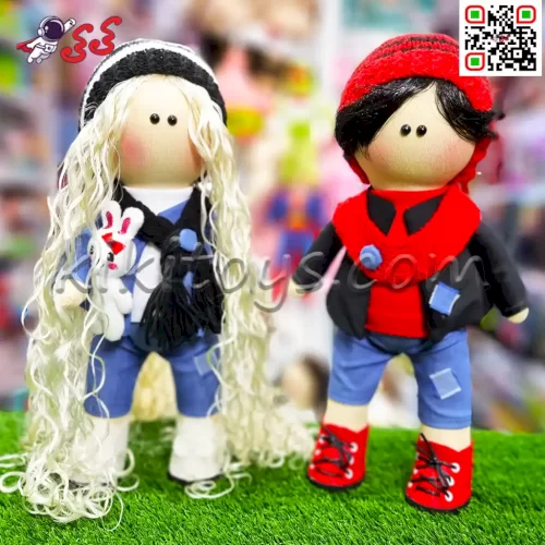 عروسک دختر و پسر روسی با کلاه بافتنی 1404 KIKI DOLLS