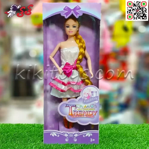 عروسک باربی مفصلی لباس سفید 2811