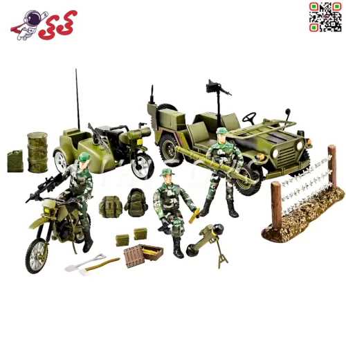 قیمت اسباب بازی ماکت ماشین جیپ و موتور نظامی با سرباز و تجهیزات برند ام اند سی MILITARY M C TOY 77044