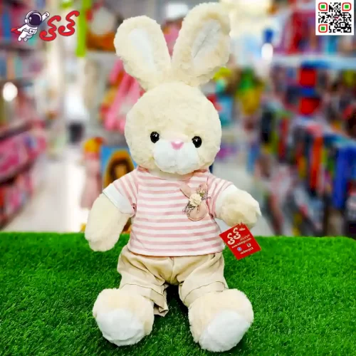 سایت خرید عروسک پولیشی خرگوش لباس راه راه  اسباب بازی Rabbit plush doll