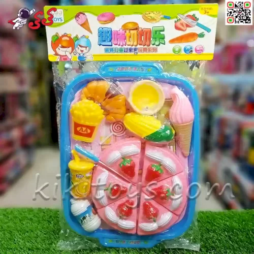 کیک برشی و فست فود اسباب بازی با سینی Fast food toy 8001-3