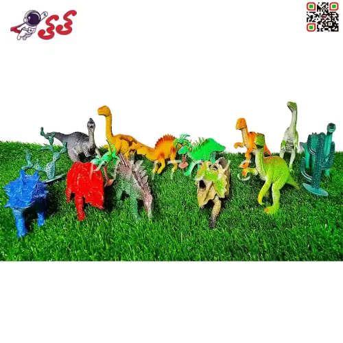 عکس اسباب بازی پسرانه فیگور دایناسور ژوراسیک بسته بندی 12 عددی DINOSAUR WORLD