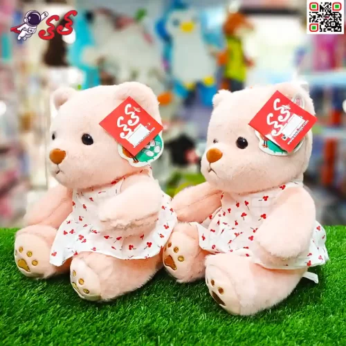 سایت خرید عروسک خرس صورتی لباس گلدار اسباب بازی Plush Teddy Bear doll 60099