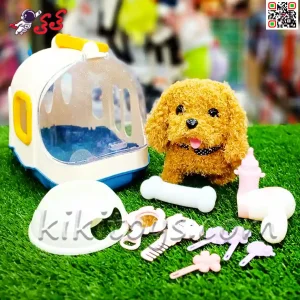 عکس سگ رباتی اسباب بازی راهرو با خانه همراه مدل پاپت قهوه ای