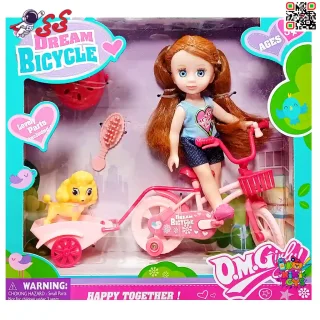اسباب بازی دوچرخه باربی با فیگور سگ DREAM BICYCLE 64003
