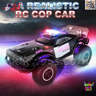 ماشین کنترلی پلیس آفرود با سرعت بالا، آژیر پلیسی و چراغ گردان – طراحی بزرگ سایز 1:8 مدل 90207F