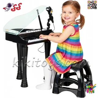 پیانو اسباب‌بازی کودک BuddiFun مدل 88063 با 32 کلید، میکروفون، صندلی و چراغ LED