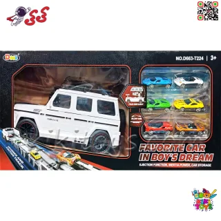 ماشین 1.2 متری حمل خودروی  فلزی و ریسینگ مسابقه اسباب بازی CATAPULT TRUCK 224