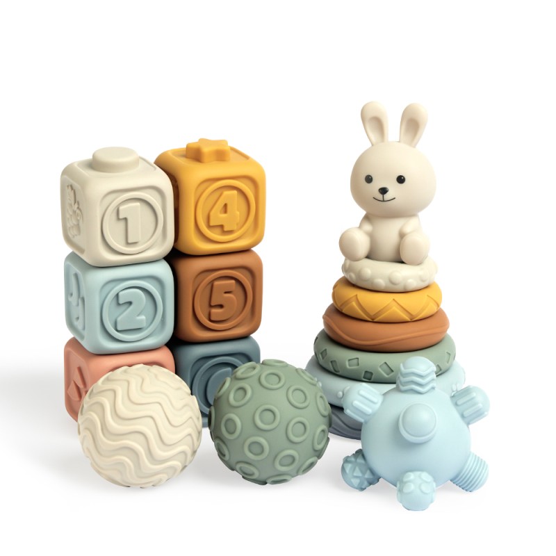 ست اسباب بازی سیلیکونی آموزشی 16 تکه طرح خرگوش