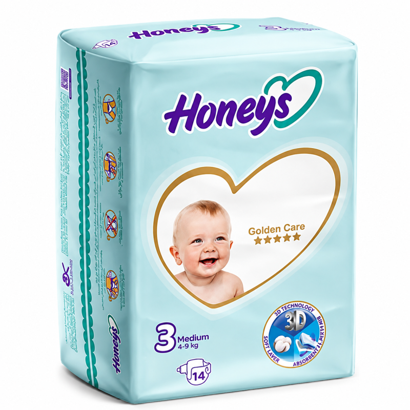 پوشک بچه هانیز سایز 3 بسته ی 14 عددی