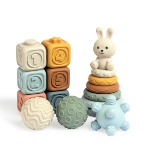 ست اسباب بازی سیلیکونی آموزشی 16 تکه طرح خرگوش