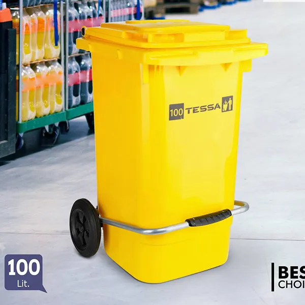 سطل زباله پدال فلزی 100 لیتری پلی اتیلن تسا پلاستیک 706