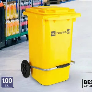 سطل زباله پدال فلزی 100 لیتری پلی اتیلن تسا پلاستیک 706