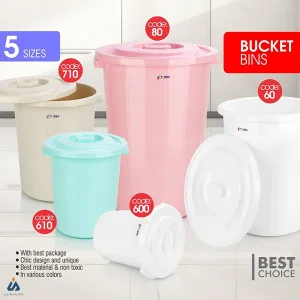 سطل زباله لوکس 80 لیتری تسا پلاستیک 657
