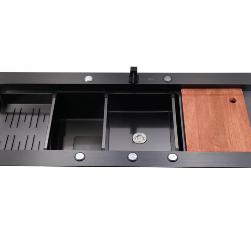 سینک استیل رنگ مشکی همراه با لوازم