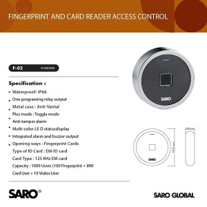 دستگاه اکسس کنترل اثر انگشت F02 برند سارو