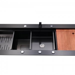 سینک استیل رنگ مشکی همراه با لوازم