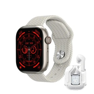 ساعت هوشمند wisme x26به همراه 5عدد بند و ایرپاد شیشه ای