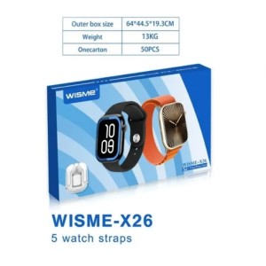 ساعت هوشمند wisme x26به همراه 5عدد بند و ایرپاد شیشه ای