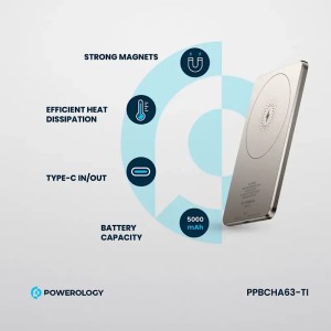 پاور بانک مگ سیف پاورولوژی SPETELLI 5000 mAh مدل Ultra-Thin با قابلت مگ سیف