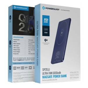 پاور بانک مگ سیف پاورولوژی SPETELLI 5000 mAh مدل Ultra-Thin با قابلت مگ سیف