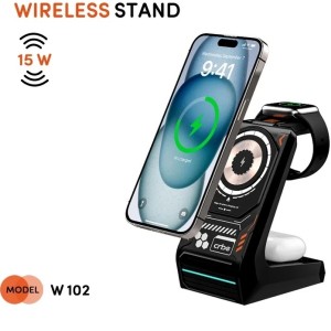 شارژر وایرلس بی سیم  3 در 1 کربی CRBE مدل W102