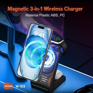 شارژر وایرلس بی سیم  3 در 1 کربی CRBE مدل W102