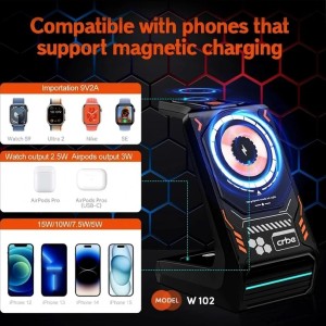 شارژر وایرلس بی سیم  3 در 1 کربی CRBE مدل W102