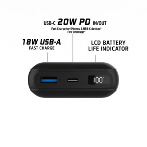 پاور بانک بی سیم انرجایزر PowerSafe 20W PD مدل QE20008PQ ظرفیت 20000 میلی آمپر سه پورت به همراه کابل USB-C همراه با گارانتی
