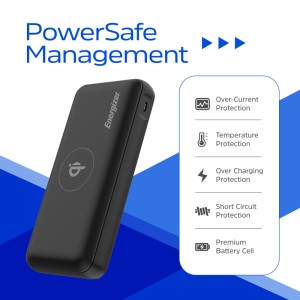 پاور بانک بی سیم انرجایزر PowerSafe 20W PD مدل QE20008PQ ظرفیت 20000 میلی آمپر سه پورت به همراه کابل USB-C همراه با گارانتی