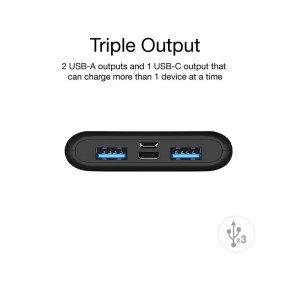 پاور بانک انرجایزر PowerSafe 20W PD مدل UE10063PQ ظرفیت 10000 میلی آمپر سه پورت به همراه کابل USB-C