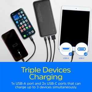 پاور بانک انرجایزر PowerSafe 22.5W PD مدل UE10055PQ ظرفیت 10000 میلی آمپر سه پورت به همراه کابل USB-C همراه با گارانتی