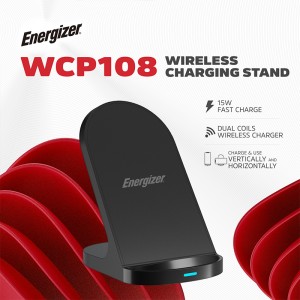 استند شارژر وایرلس انرجایزر مدل WCP108 توان 15 وات به همراه کابل USB-C همراه با گارانتی