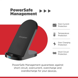 استند شارژر وایرلس انرجایزر مدل WCP108 توان 15 وات به همراه کابل USB-C همراه با گارانتی