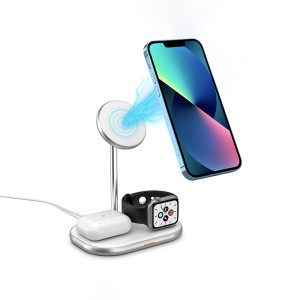 استند شارژر وایرلس مگ سیف 3 کاره انرجایزر مدل WCP303 توان 15 وات به همراه کابل USB-C همراه با گارانتی