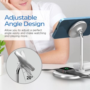 استند شارژر وایرلس مگ سیف 3 کاره انرجایزر مدل WCP303 توان 15 وات به همراه کابل USB-C همراه با گارانتی