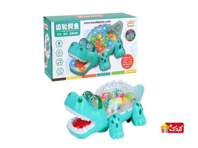 اسباب بازی موزیکال حرکتی چرخ دنده ای طرح اردک و تمساح