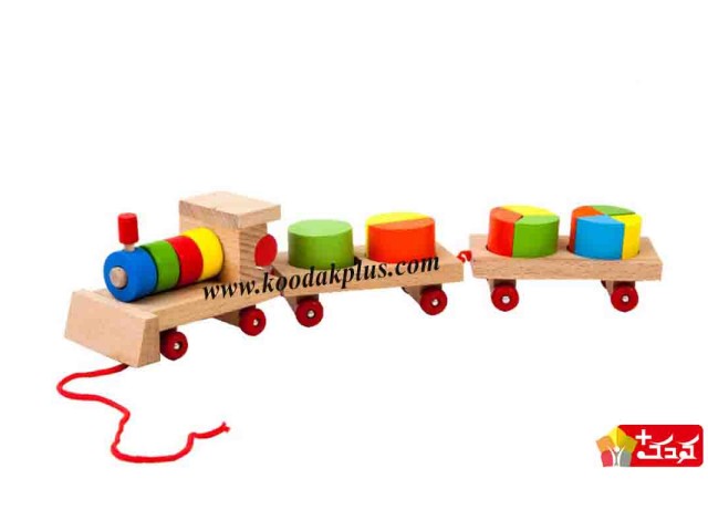 اسباب بازی چوبی قطار جایگذاری اشکال مدل Wooden Train geometric shapes