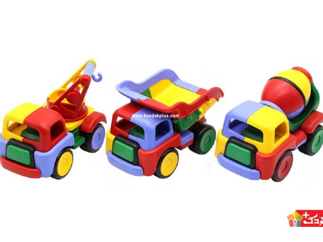 اسباب بازی ساختنی ست دوبی لاکچری (mixer-crane-truck)dobe