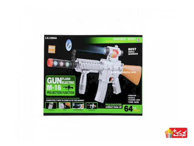تفنگ M16 موزیکال لرزشی طرح رگبار مدل LX3288A